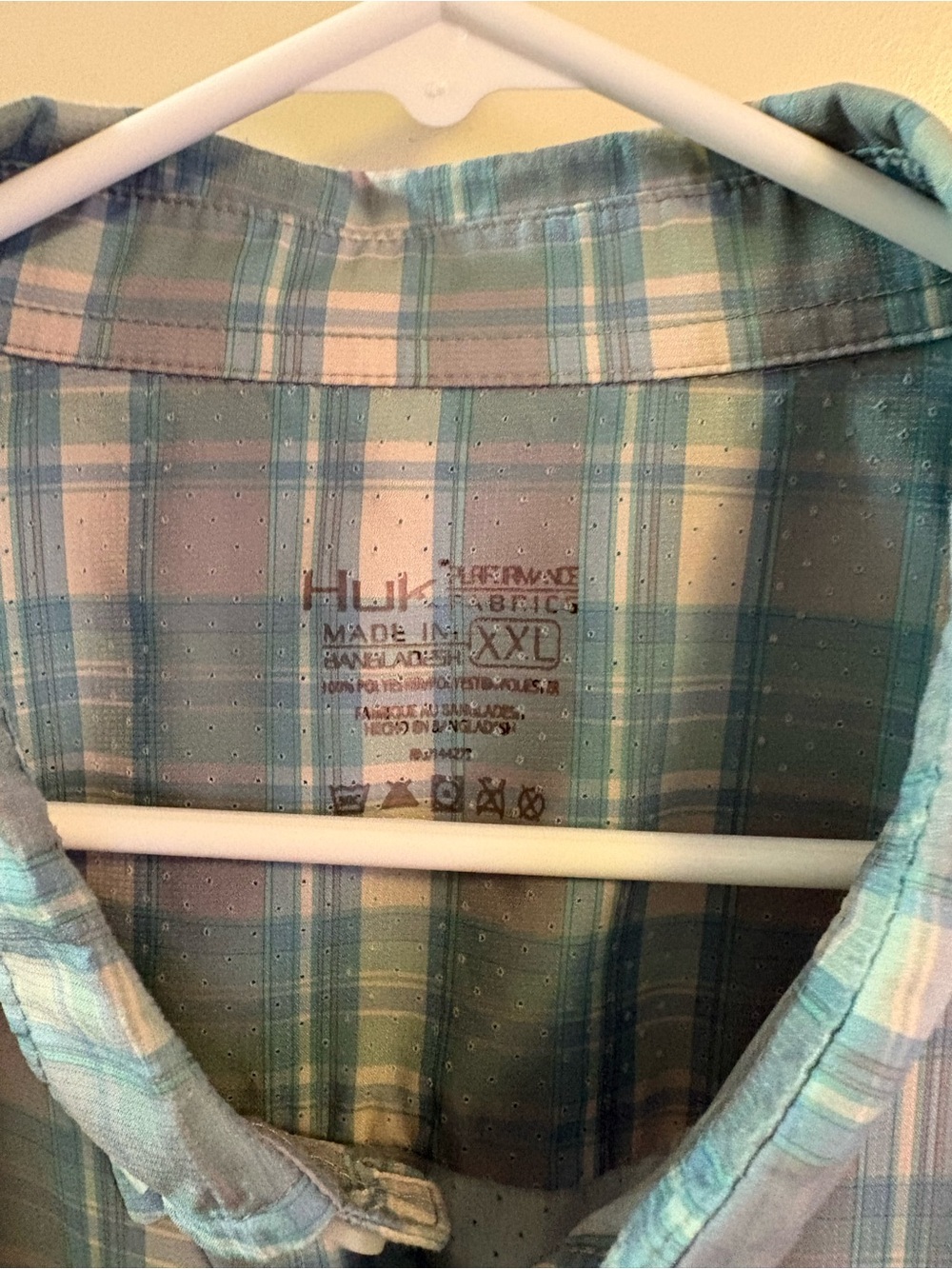 Huk Men's Plaid Button-Down Shirt in Teal and Light Blue